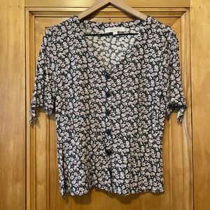 90s Floral Smock Shirt with Tie Sleeves